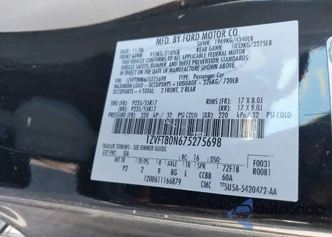 2007 Ford Mustang V6 Deluxe/V6 Premium z USA, uszkodzony, nr VIN 1ZVFT80N675275698